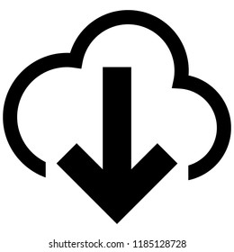 Icon shows a cloud and arrow bottom. Pixel precise design. Suitable for all devices, SEO, SMM, UX. Perfect for use in presentations, analytical reports, branding and many other. Use it on any surface