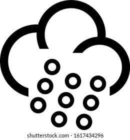 Icon shows a cloud and hail falling from the cloud. Pixel precise design. Suitable for all devices, SEO, SMM, UX. Perfect for use in presentations, analytical reports, branding