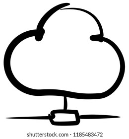 Icon shows a cloud hand drawn. Suitable for all devices, SEO, SMM, UX. Perfect for use in presentations, analytical reports, branding and many other. Use it on any surface
