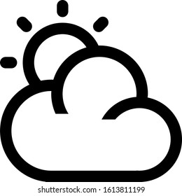 Icon shows cloud and sun. Pixel precise design. Suitable for all devices, SEO, SMM, UX. Perfect for use in presentations, analytical reports, branding