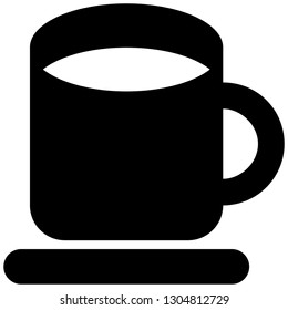 Icon shows a coffee mug on a saucer. Pixel precise design. Suitable for all devices, SEO, SMM, UX. Perfect for use in presentations, analytical reports, branding and many other. Use it on any surface