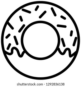 Icon shows a donut. Pixel precise design. Suitable for all devices, SEO, SMM, UX. Perfect for use in presentations, analytical reports, branding and many other. Use it on any surface