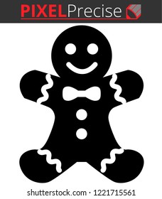Icon shows a Gingerbread man. Pixel precise design. Suitable for all devices, SEO, SMM, UX. Perfect for use in presentations, analytical reports, branding and many other. Use it on any surface