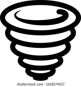 Icon shows a hurricane in the form of a funnel expanding upward. Pixel precise design. Suitable for all devices, SEO, SMM, UX. Perfect for use in presentations, analytical reports, branding