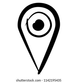 The icon shows map marker hand drawn. Suitable for all devices, SEO, SMM, UX. Perfect for use in presentations, analytical reports, branding and many other. Use it on any surface