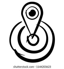 The icon shows map marker hand drawn. Suitable for all devices, SEO, SMM, UX. Perfect for use in presentations, analytical reports, branding and many other. Use it on any surface