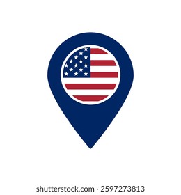 Icon shows a map pin with the american flag inside, combining navigation with national symbolism.