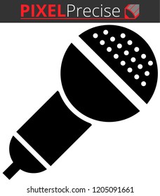 Icon shows a microphone. Pixel precise design. Suitable for all devices, SEO, SMM, UX. Perfect for use in presentations, analytical reports, branding and many other. Use it on any surface