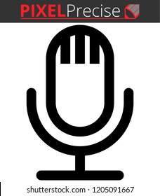 Icon shows a microphone. Pixel precise design. Suitable for all devices, SEO, SMM, UX. Perfect for use in presentations, analytical reports, branding and many other. Use it on any surface