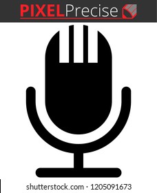 Icon shows a microphone. Pixel precise design. Suitable for all devices, SEO, SMM, UX. Perfect for use in presentations, analytical reports, branding and many other. Use it on any surface