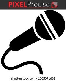 Icon shows a microphone. Pixel precise design. Suitable for all devices, SEO, SMM, UX. Perfect for use in presentations, analytical reports, branding and many other. Use it on any surface