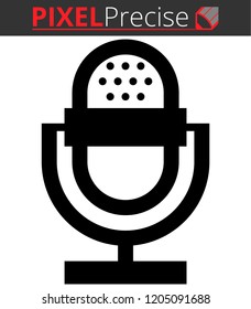 Icon shows a microphone. Pixel precise design. Suitable for all devices, SEO, SMM, UX. Perfect for use in presentations, analytical reports, branding and many other. Use it on any surface