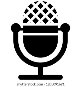 Icon shows a microphone. Pixel precise design. Suitable for all devices, SEO, SMM, UX. Perfect for use in presentations, analytical reports, branding and many other. Use it on any surface