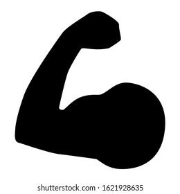 Icon shows a muscular arm of a man bended at an elbow. Pixel precise design. Suitable for all devices, SEO, SMM, UX. Perfect for use in presentations, analytical reports, branding 