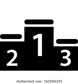 Icon shows a pedestal of three steps. The numbers are written on the pedestal: 1, 2, 3. Pixel precise design. Suitable for all devices, SEO, SMM, UX. Perfect for use in branding, presentations