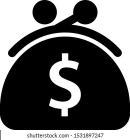 The icon shows a purse. Pixel precise design. Suitable for all devices, SEO, SMM, UX. Perfect for use in presentations, analytical reports, branding and many other