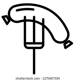 Icon shows a sausage on a fork. Pixel precise design, line icon. Suitable for all devices, SEO, SMM, UX. Perfect for use in presentations, analytical reports, branding and many other. 