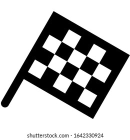 Icon shows a starting flag. The flag is painted in black and white checkerboard. Pixel precise design. Suitable for all devices, SEO, SMM, UX. Perfect for use in branding