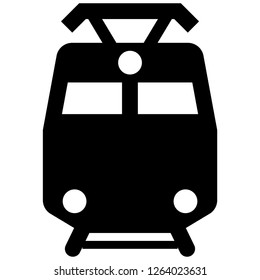 Icon shows a suburban train. Pixel precise design. Suitable for all devices, SEO, SMM, UX. Perfect for use in presentations, analytical reports, branding. Use it on any surface