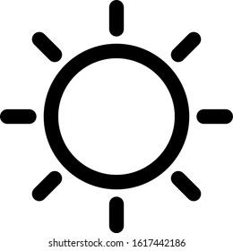 Icon shows a sun. Pixel precise design. Suitable for all devices, SEO, SMM, UX. Perfect for use in presentations, analytical reports, branding