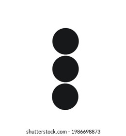 Das Symbol zeigt drei runde Punkte, die in einer Reihe vertikal angeordnet sind. Pixelgenaues Design. Geeignet für alle Geräte, SEO, SMM, UX. Perfekt für den Einsatz im Branding