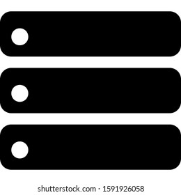 Icon shows three servers standing on top of each other. Pixel precise design. Suitable for all devices, SEO, SMM, UX. Perfect for use in presentations, analytical reports, branding