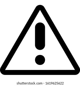 The icon shows a triangle and an exclamation mark inside the triangle. Pixel precise design. Suitable for all devices, SEO, SMM, UX. Perfect for use in presentations, analytical reports, branding
