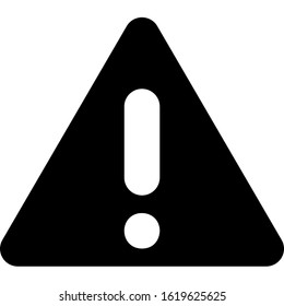 The icon shows a triangle and an exclamation mark inside the triangle. Pixel precise design. Suitable for all devices, SEO, SMM, UX. Perfect for use in presentations, analytical reports, branding