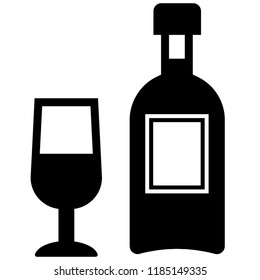 Icon shows wine bottle and wineglass. Pixel precise design. Suitable for all devices, SEO, SMM, UX. Perfect for use in presentations, analytical reports, branding and many other. Use it on any surface