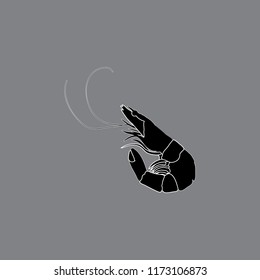  icon, shrimp black silhouette on a gray background