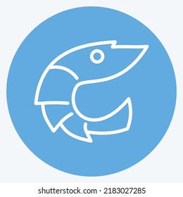 Icon Shrimp. suitable for Meat. blue eyes style. simple design editable. design template vector. simple illustration