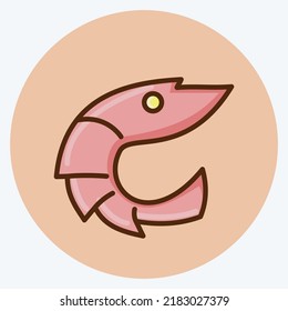 Icon Shrimp. suitable for Meat. flat style. simple design editable. design template vector. simple illustration