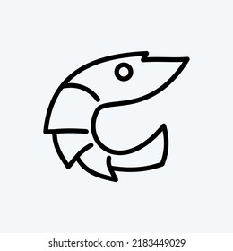 Icon Shrimp. suitable for Meat. line style. simple design editable. design template vector. simple illustration