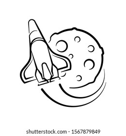Icon shuttle on moon line style