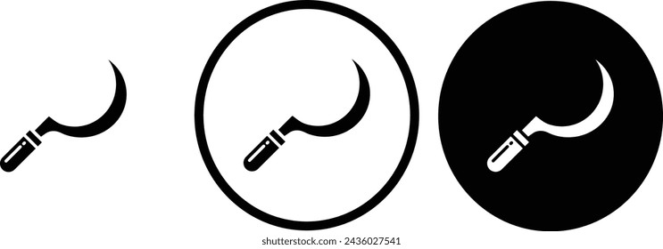 icon sickle black outline for web site design 
and mobile dark mode apps 
Vector illustration on a white background