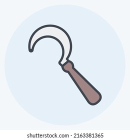 Icon Sickle. suitable for Garden symbol. color mate style. simple design editable. design template vector. simple symbol illustration