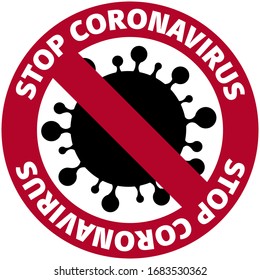 Icon Sign, 2019-nCoV Novel Coronavirus. No Infection and Stop. Dangerous. Isolated Vector Icon