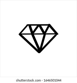Icon sign with diamond for Qualities section. Black hand draw doodle sketch can be used in greeting cards, posters, flyers, banners, logos, web design, CV etc. Vector illustration. EPS10