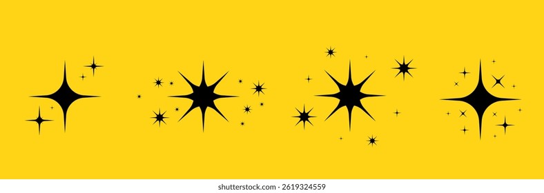 Silhueta de ícone com efeito de explosão de estrela abstrata estilo brilhante doodle forma plana geométrica forma mágica brilho simples pictograma elemento design luxo luz twinkle vetor brilho

