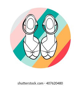 Icon silhouette female sandals summer shoes on colorful striped circle isolated on white background vector eps 8