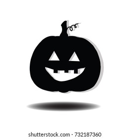 Icon Silhouette Halloween Pumpkin Isolated, Vector Illustration