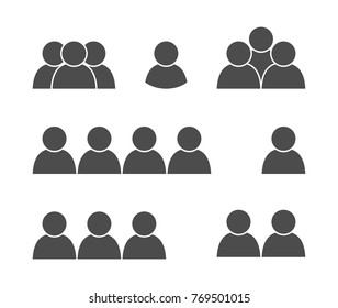 icon, silhouette of man, simple isolated pictogram, set of figures, group of people