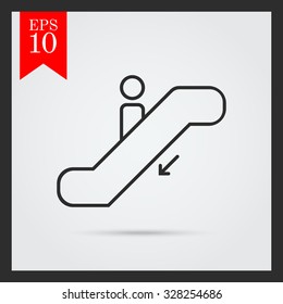 Icon of manÃ¢??s silhouette moving down on escalator