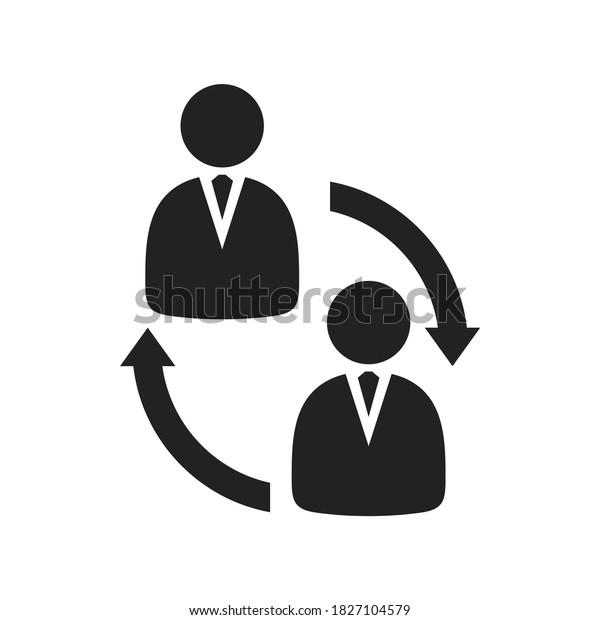 Icon silhouette of reshuffle\
position. Businessman icon illustration isolated on white\
background