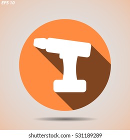 The icon of the silhouette of the screwdriver on white background
