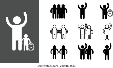 Silueta de iconos. Persona de silueta de conjunto de iconos. Iconos editables