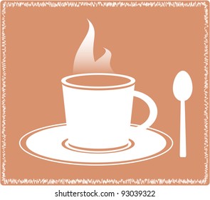 icon with silhouette spoon and hot coffee cup