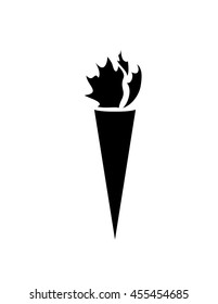 icon, silhouette torch on a white background, burning flame