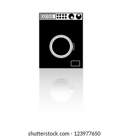 An icon in the silhouette washing machine with reflection