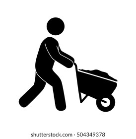 icon silhouette worker construction design